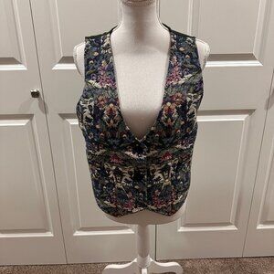 Vintage floral tapestry style embroidered vest size medium Highgate Ltd.